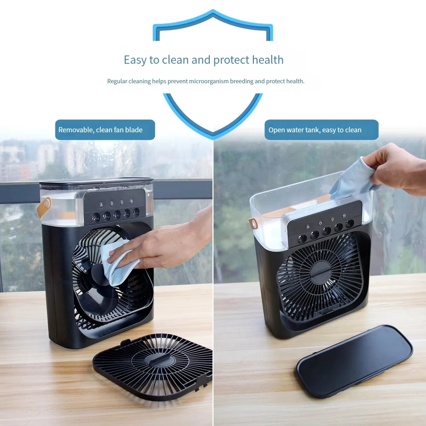 Air Humidifier Cooling USB Fan Water Mist Small Refrigeration Air Conditioner Mini Fan Water-Cooled Silent Air Cooler 3 in 1