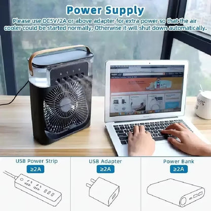Air Humidifier Cooling USB Fan Water Mist Small Refrigeration Air Conditioner Mini Fan Water-Cooled Silent Air Cooler 3 in 1